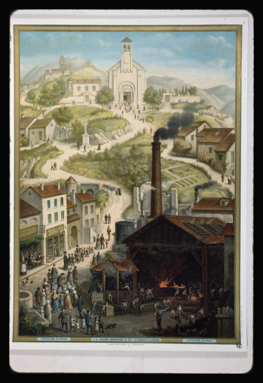 photographie Catéchisme en images : les commandements de Dieu (décalogue). Chromolithographie aux éditions Bonne Presse Ph.1984.54.32 Photo
