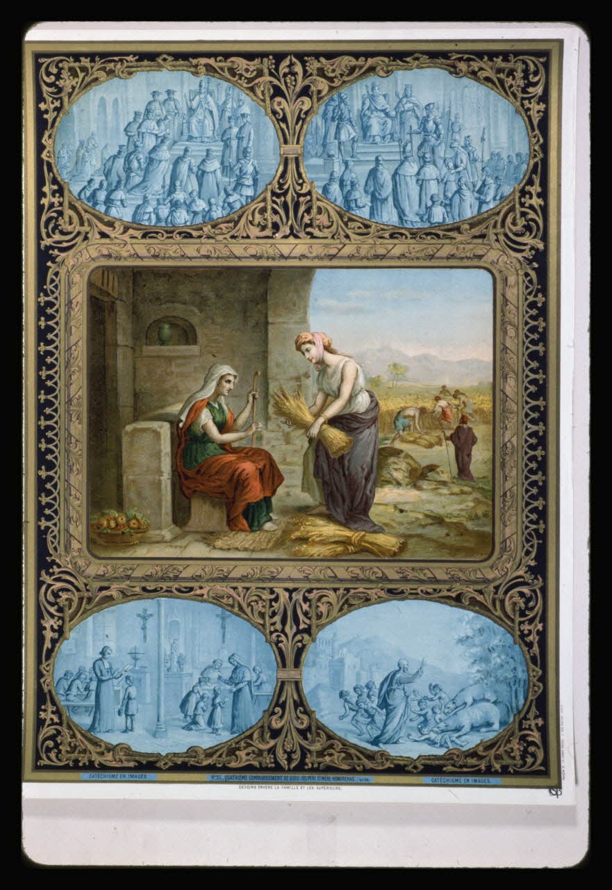 photographie Catéchisme en images : les commandements de Dieu (décalogue). Chromolithographie aux éditions Bonne Presse Ph.1984.54.35 Photo