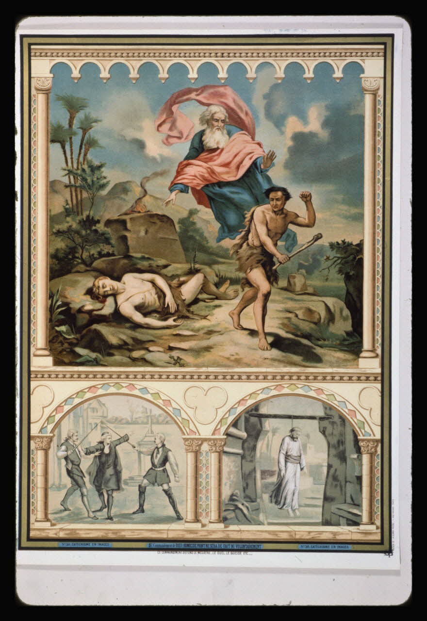 photographie Catéchisme en images : les commandements de Dieu (décalogue). Chromolithographie aux éditions Bonne Presse Ph.1984.54.38 Photo