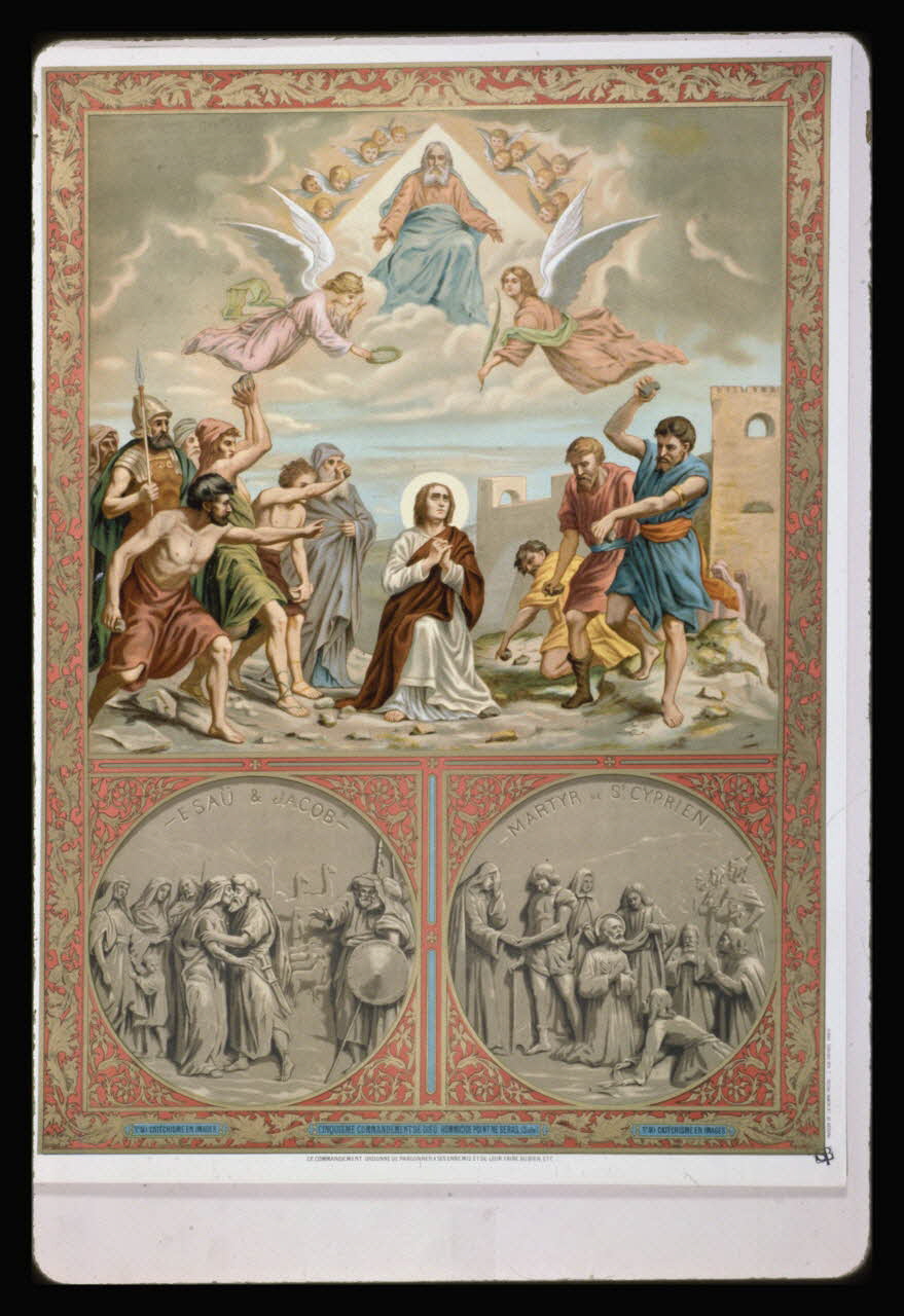 photographie Catéchisme en images : saint Cyprien. Les commandements de Dieu (décalogue). Chromolithographie aux éditions Bonne Presse Ph.1984.54.40 Photo