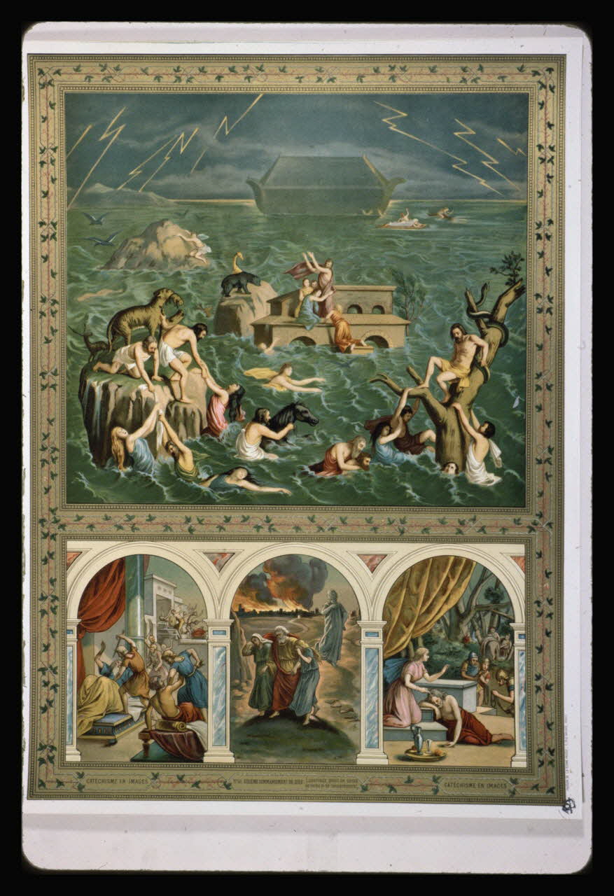 photographie Catéchisme en images : le déluge. Les commandements de Dieu (décalogue). Chromolithographie aux éditions Bonne Presse Ph.1984.54.41 Photo