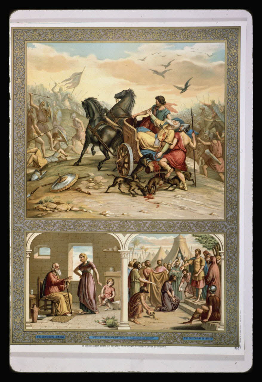 photographie Catéchisme en images : les commandements de Dieu (décalogue). Chromolithographie aux éditions Bonne Presse Ph.1984.54.42 Photo