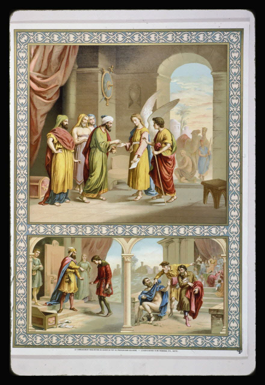 photographie Catéchisme en images : les commandements de Dieu (décalogue). Chromolithographie aux éditions Bonne Presse Ph.1984.54.43 Photo