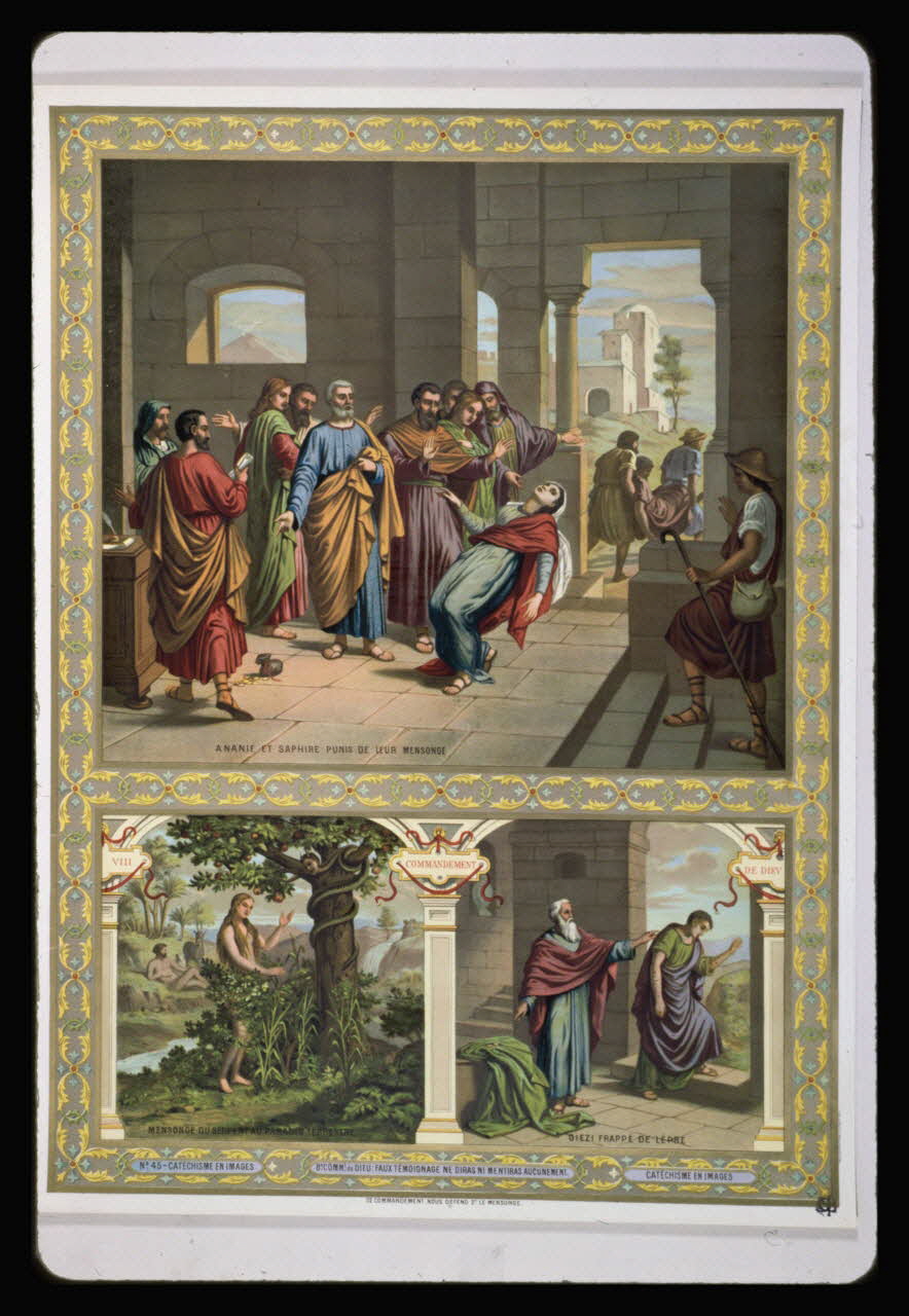 photographie Catéchisme en images : les commandements de Dieu (décalogue). Chromolithographie aux éditions Bonne Presse Ph.1984.54.45 Photo