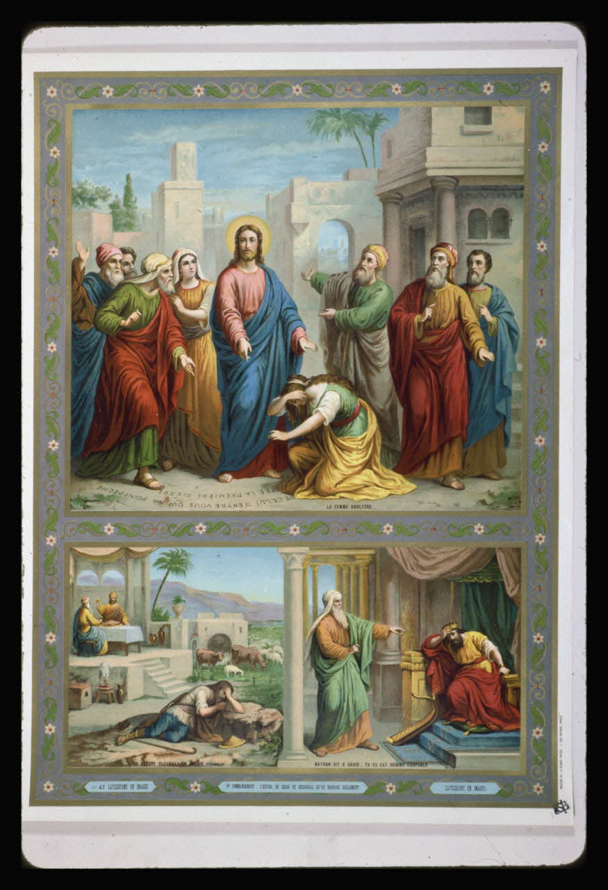 photographie Catéchisme en images : les commandements de Dieu (décalogue). Chromolithographie aux éditions Bonne Presse Ph.1984.54.47 Photo