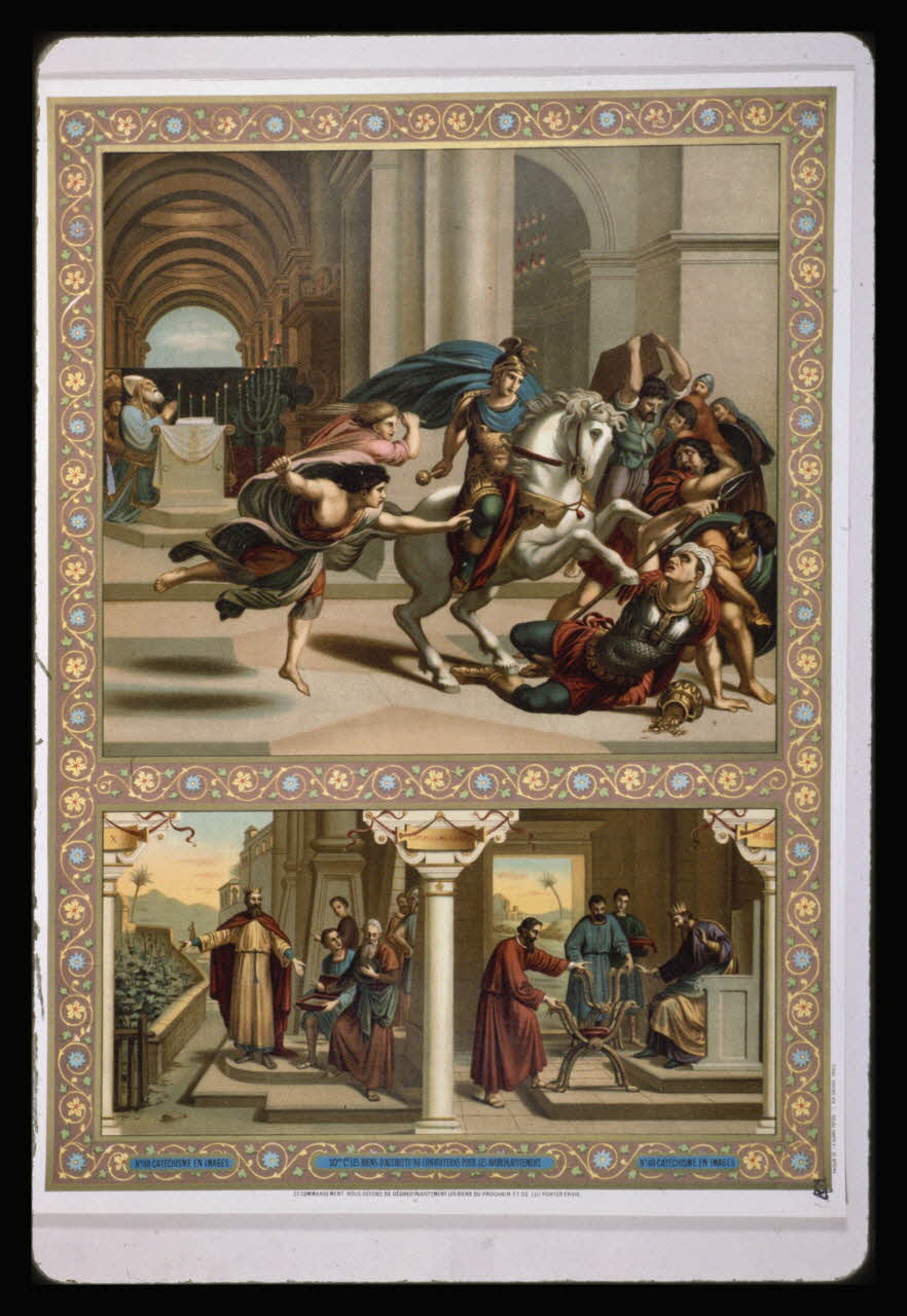 photographie Catéchisme en images : les commandements de Dieu (décalogue). Chromolithographie aux éditions Bonne Presse Ph.1984.54.48 Photo