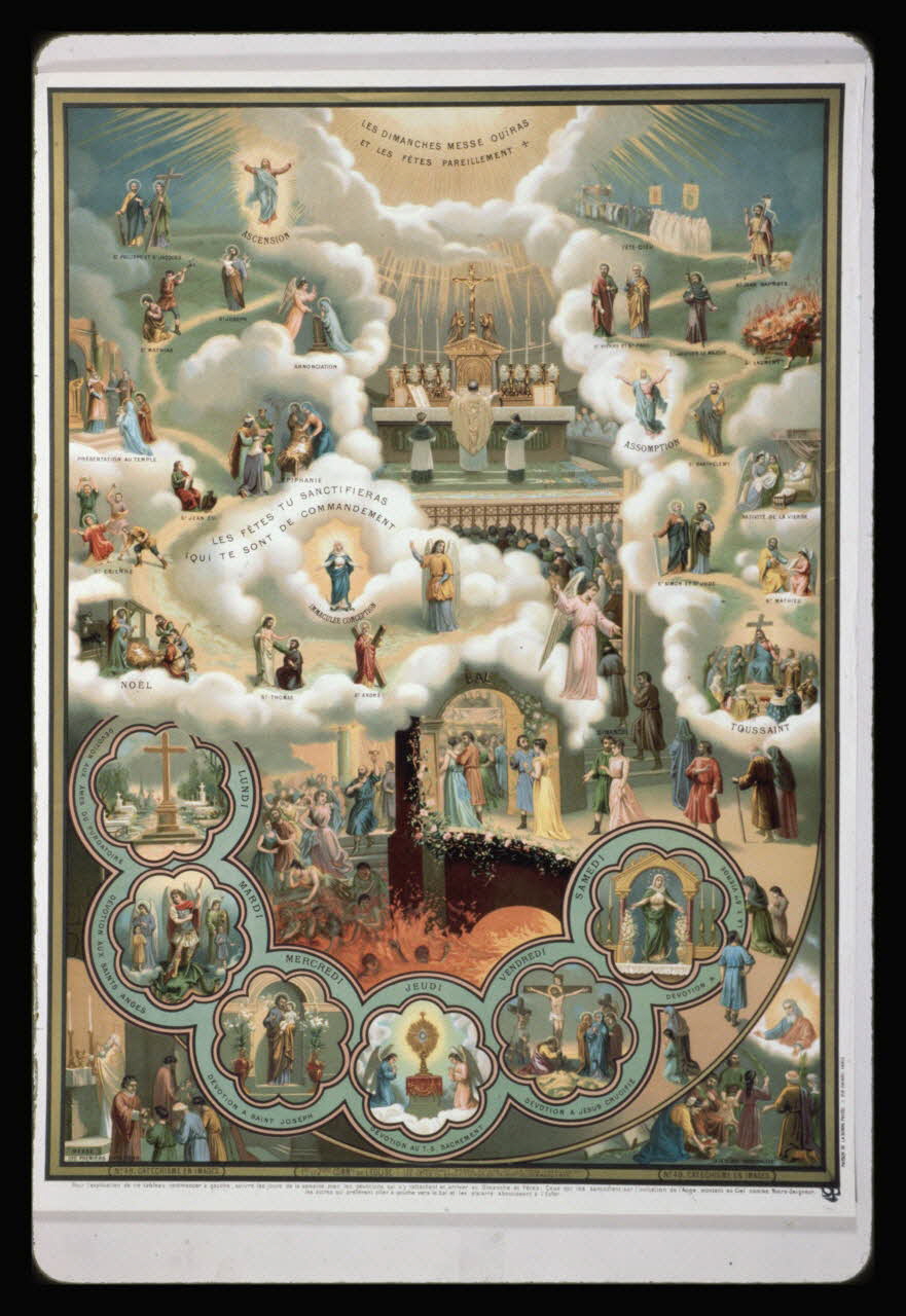 photographie Catéchisme en images : messe. Les commandements de Dieu (décalogue). Chromolithographie aux éditions Bonne Presse Ph.1984.54.49 Photo