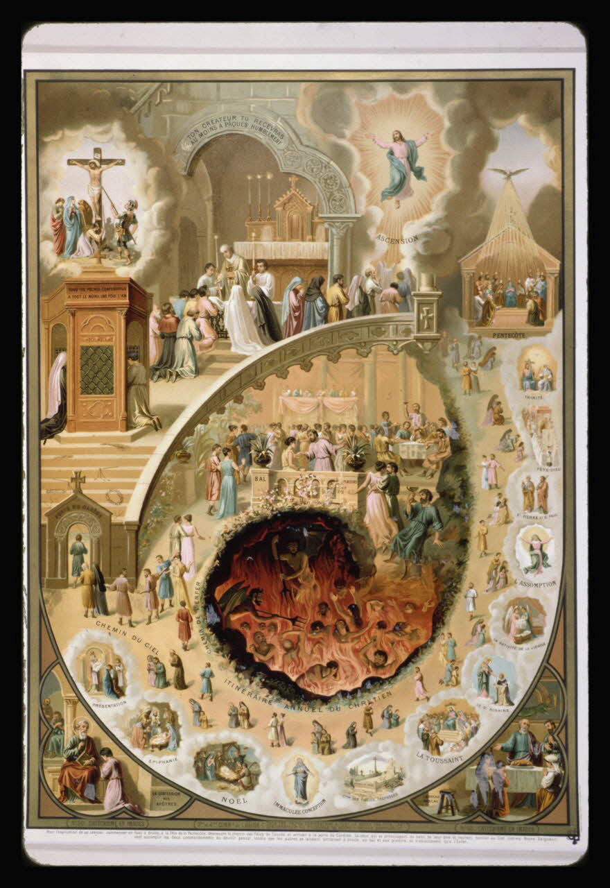 photographie Catéchisme en images : messe. Les commandements de Dieu (décalogue). Chromolithographie aux éditions Bonne Presse Ph.1984.54.50 Photo