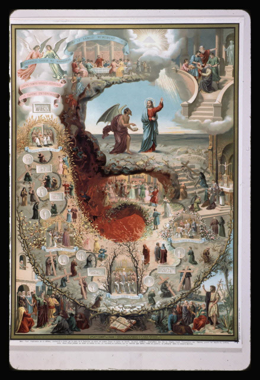 photographie Catéchisme en images : le procès du Christ. Les commandements de Dieu (décalogue). Chromolithographie aux éditions Bonne Presse Ph.1984.54.51 Photo
