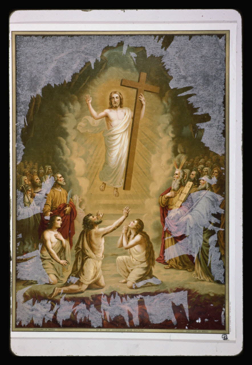 photographie Catéchisme en images : apparition aux apôtres (credo). Chromolithographie aux éditions Bonne Presse Ph.1984.54.6 Photo
