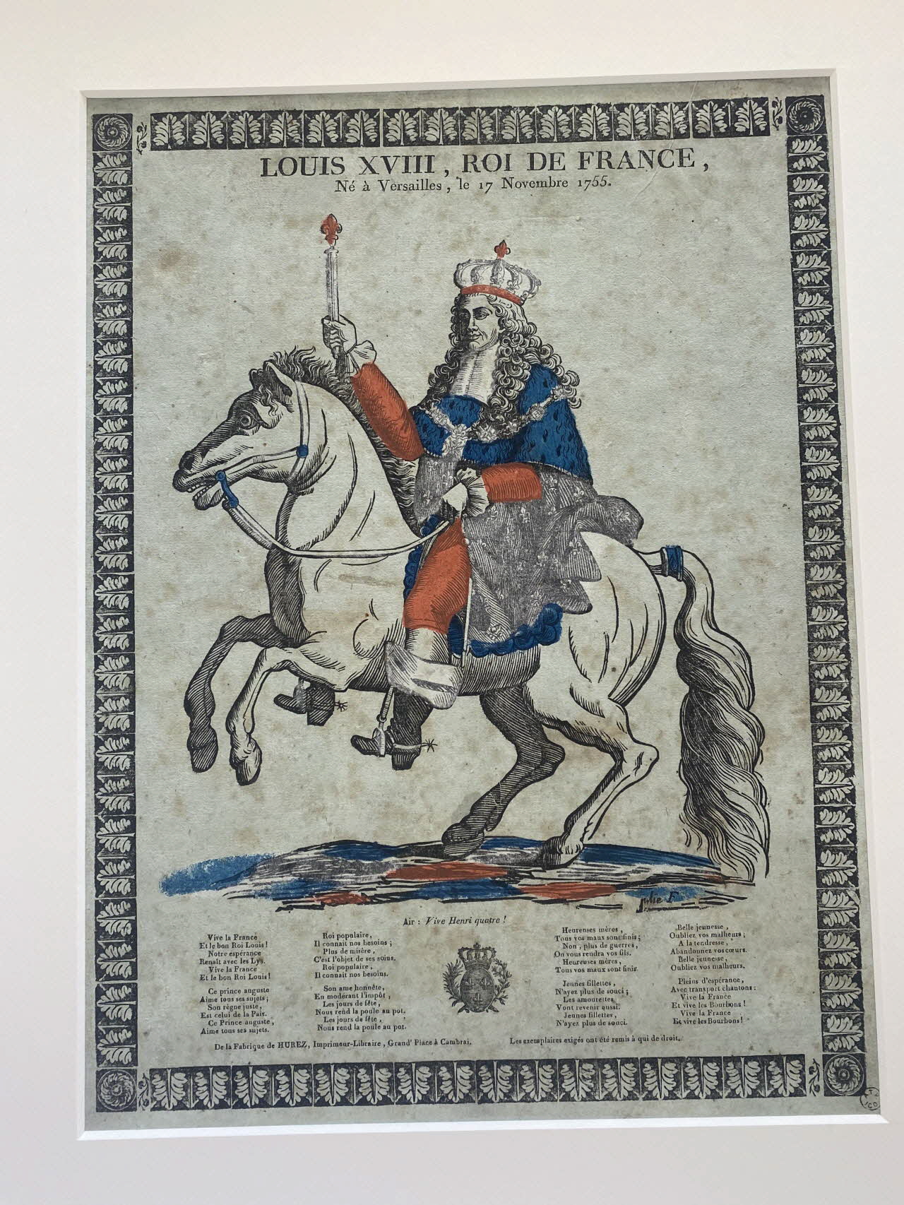 Julie ; Lulie ; Jean François Joseph Hurez imagerie ancienne LOUIS XVIII, ROI DE FRANCE Cambrai 1815-1817 1965.75.132 Photo Mucem