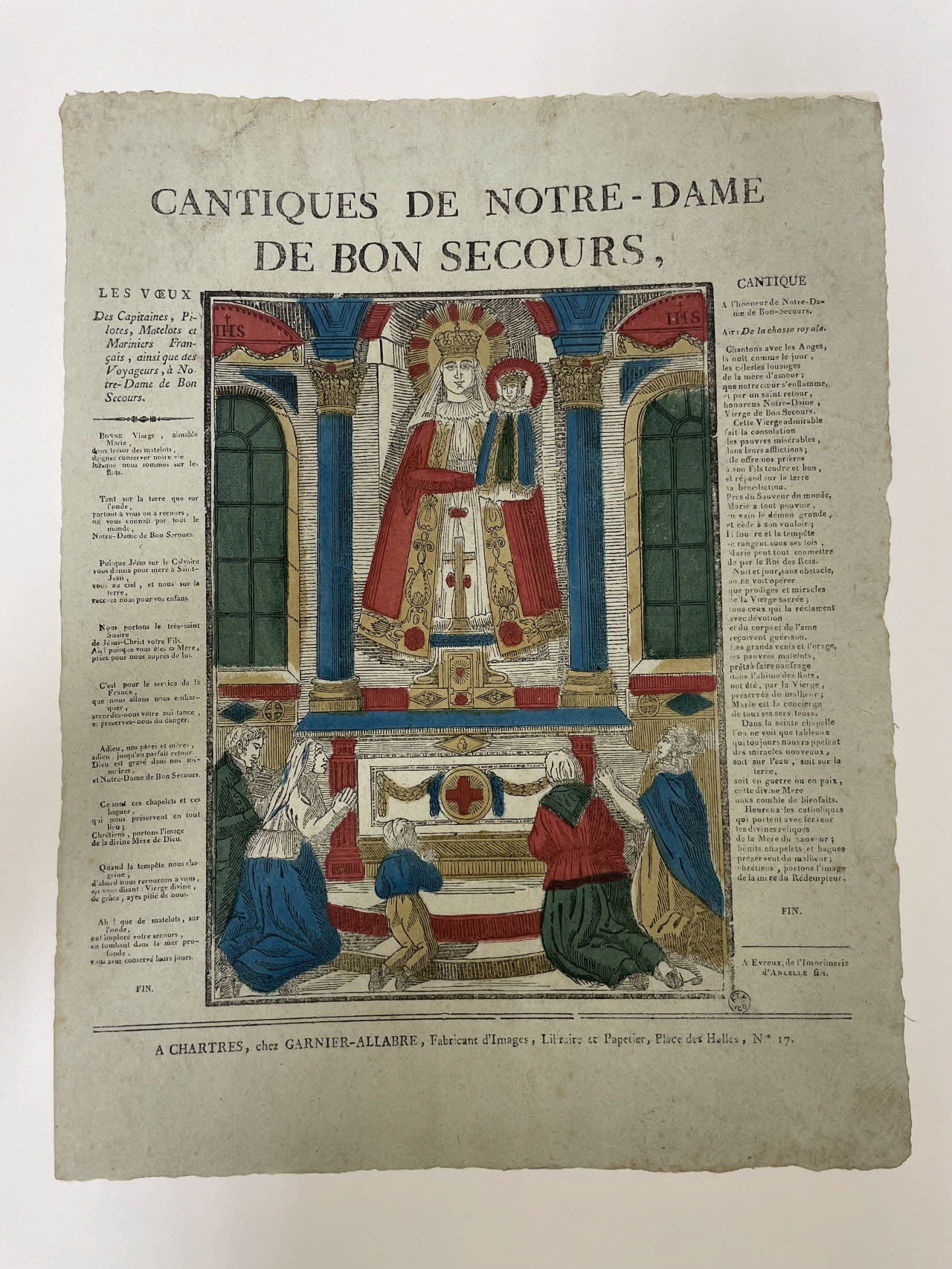Jacques-Pierre Garnier-Allabre imagerie ancienne CANTIQUES DE NOTRE DAME  DE BON SECOURS, Chartres 1815-1823 1965.75.181 Photo Mucem