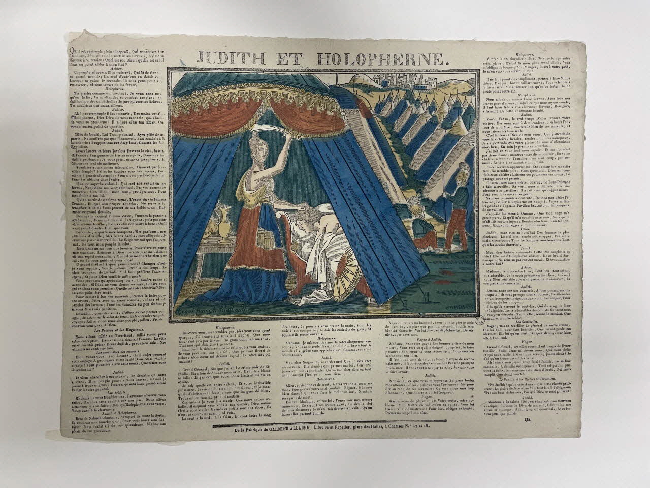 Antoine Thiébault ; Jacques-Pierre Garnier-Allabre imagerie ancienne JUDITH ET HOLOPHERNE. Chartres 1826-1828 1965.75.197 Photo