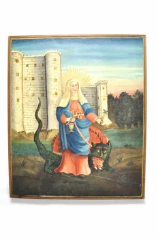 tableau Sainte Marthe exorcisant la Tarasque devant le château 1948.41.1 Photo Mucem