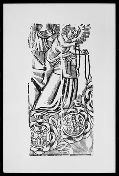 photographie "Par les mérites du Saint Rosaire". Estampe datée de 1828. Bois noir et blanc. Chartres. (1772-1828) Ph.1988.2.156 Photo