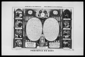 photographie "Secret de la vie spirituelle". Estampe accompagnée d'un texte, datée de 1873. Taille douce noir et blanc. Maison Gadola à Lyon (1851-1873) Ph.1988.2.160 Photo