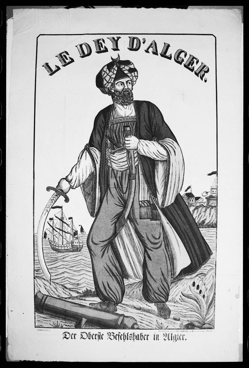 photographie "Le dey d'Alger". Estampe datée de 1830. Bois couleur. Maison Deckerr à Montbéliard Ph.1988.2.208 Photo