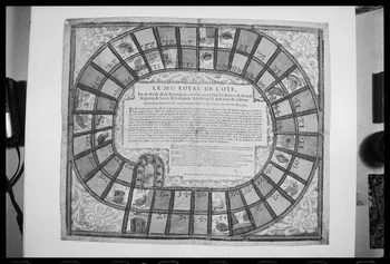 photographie "Le jeu royal de l'oye". Estampe datée de 1771. Bois couleur. Maison Thiboult à Rouen (1747-1771) Ph.1988.2.210 Photo