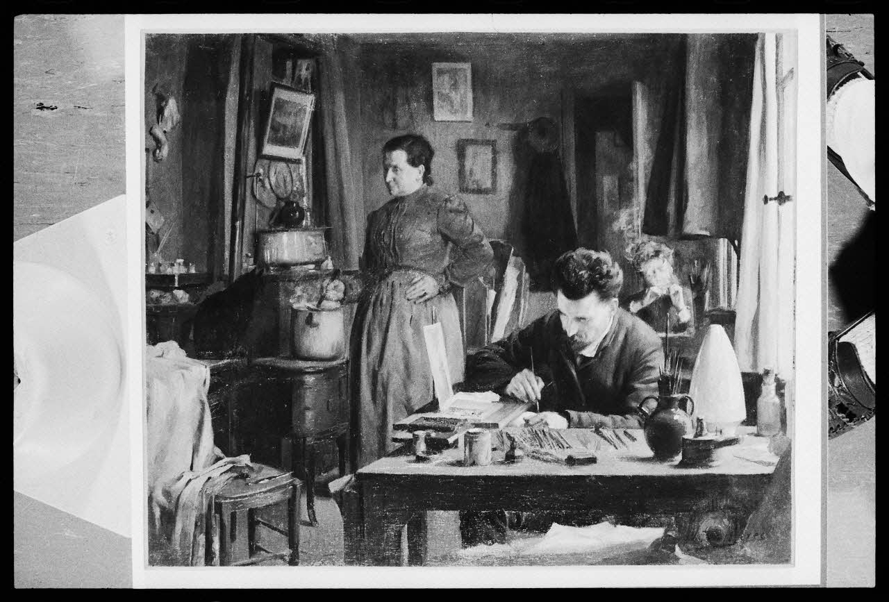 photographie "Un potier dans son atelier". Peinture à l'huile datée de 1896 par Victor Mareck Ph.1988.2.221 Photo