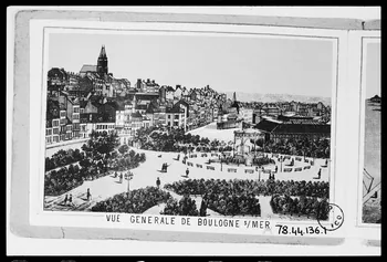 photographie "Vue générale de Boulogne s/ mer". Estampe datée du 19è siècle. Lithographie couleur. Maison Jacobi et Zobel à Dresde Ph.1988.2.225  Photo