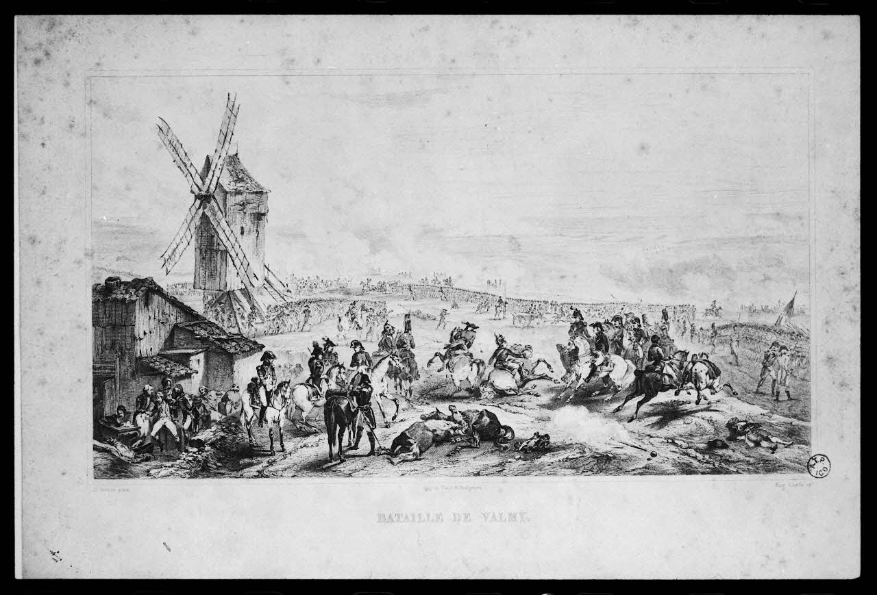photographie "Bataille de Valmy". Estampe. Lithographie noir et blanc. Dessin de Vernet Ph.1988.2.249 Photo