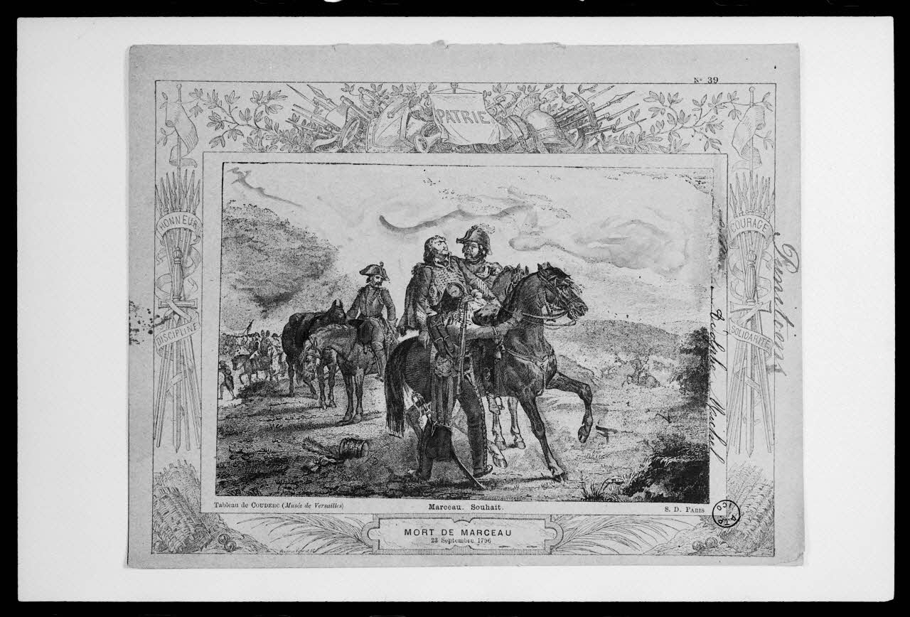 photographie Cahier d'écolier représentant la mort du Général Marceau Ph.1988.2.259 Photo