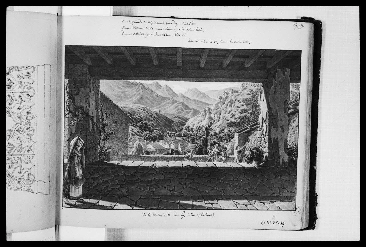 photographie Dessin à la plume de 1833, extrait de l'"Album de voyages de S. Leveillé", représentant une arcade Ph.1988.2.277 Photo