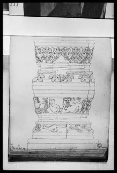 photographie "Détail d'architecture" Dessin à la plume de 1833, extrait de l'"Album de voyages de S. Leveillé", représentant une colonne Ph.1988.2.279  Photo