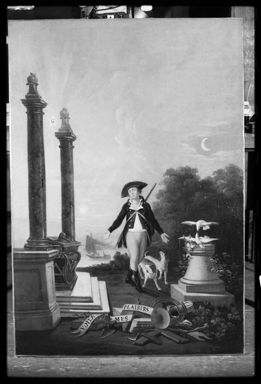 photographie "Les plaisirs du franc-maçon". Peinture à l'huile sur toile anonyme, datée du 18è siècle Ph.1988.2.306 Photo