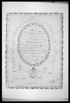 photographie Dessin à la plume sur vergé daté de 1794. Tableau d'écriture avec un décor de bonnet phrygien Ph.1988.2.336 Photo
