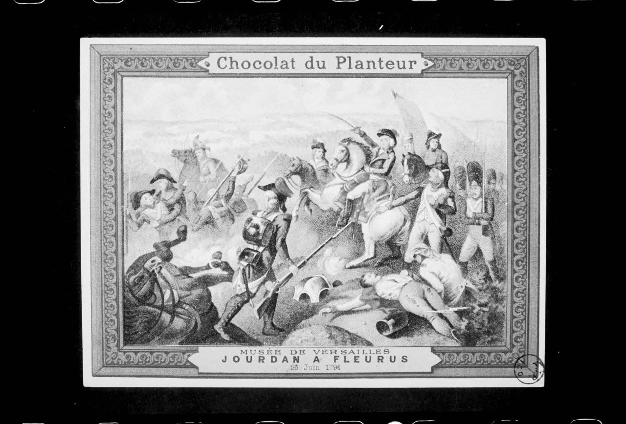 photographie "Jourdan à Fleurus". Carte publicitaire pour du chocolat. Reproduction industrielle couleur Ph.1988.2.388 Photo