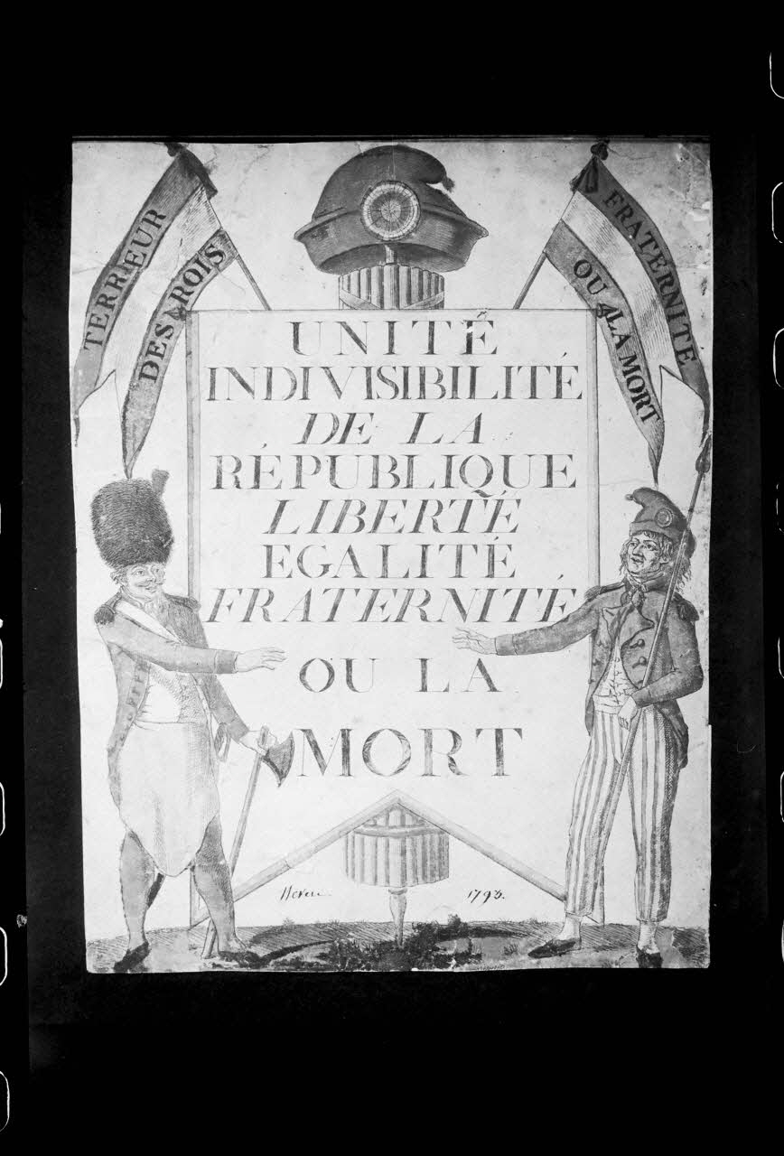 photographie "Unité indivisible de la République". Estampe datée de 1793. Taille-douce couleur Ph.1988.2.414 Photo