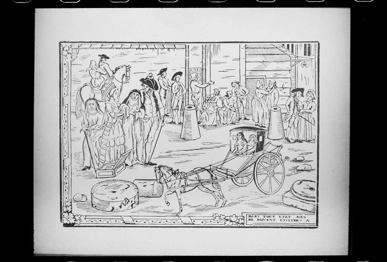 photographie "Dans tout Etat ne doivent exister". Estampe datée de 1800. Bois noir et blanc Ph.1988.2.435 Photo