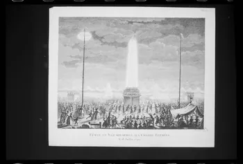 photographie "Fêtes et illuminations des Champs Elysées". Estampe datée de 1790. Taille douce noir et blanc Ph.1988.2.495 Photo