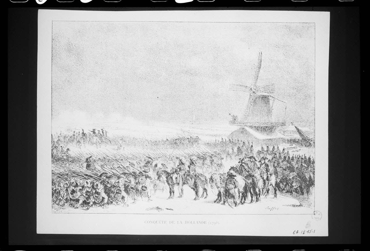 photographie "Conquête de la Hollande". Estampe datée de 1925. Reproduction Industrielle noir et blanc Ph.1988.2.500 Photo