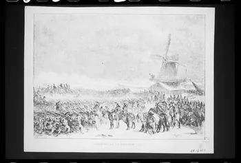 photographie "Conquête de la Hollande". Estampe datée de 1925. Reproduction Industrielle noir et blanc Ph.1988.2.500 Photo