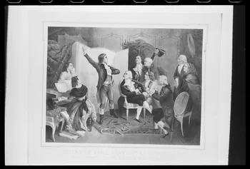 photographie "Rouget de Lisle chantant la Marseillaise". Estampe datée de 1793. Chromolithographie Ph.1988.2.510  Photo