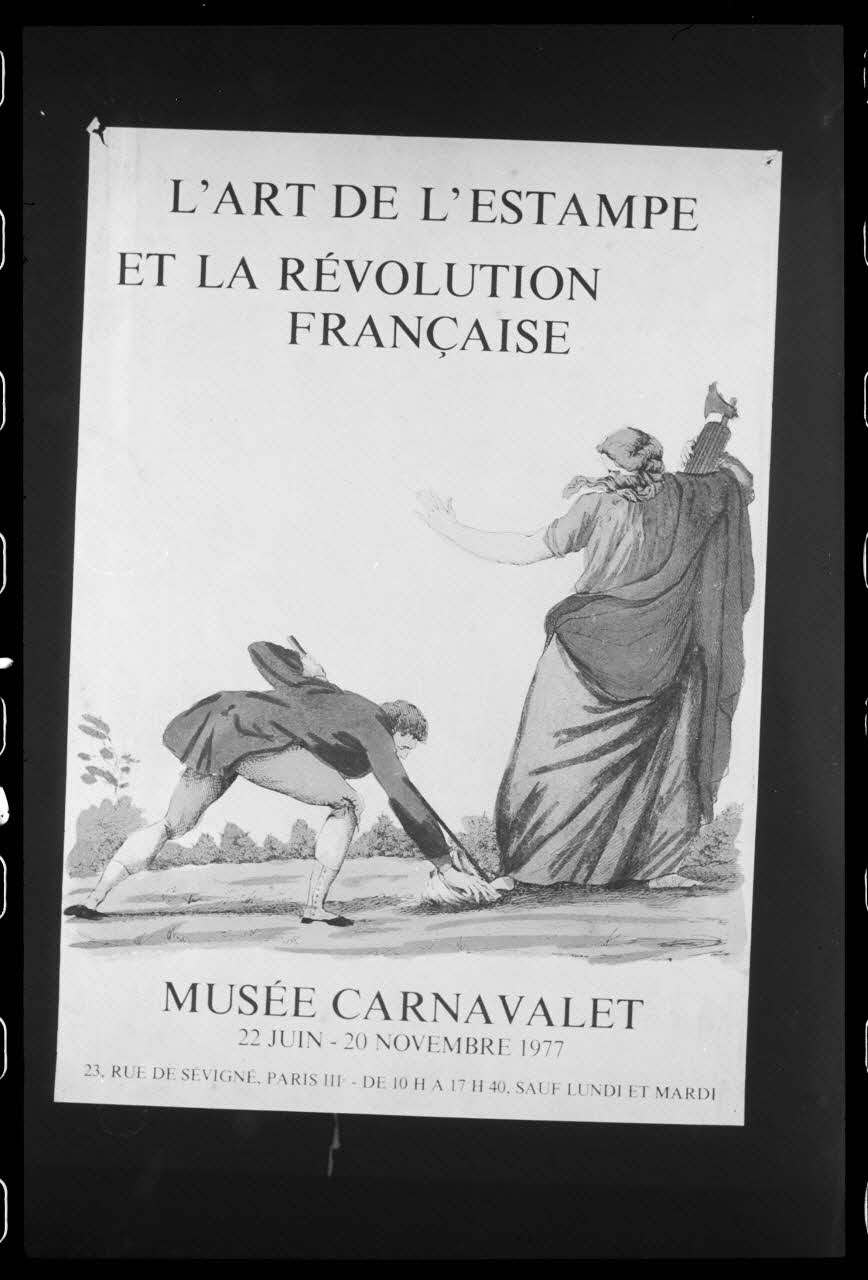 photographie Affiche publicitaire daté de 1977 : "L'Art de l'estampe et la Révolution Française". Reproduction industrielle couleur Ph.1988.2.519 Photo