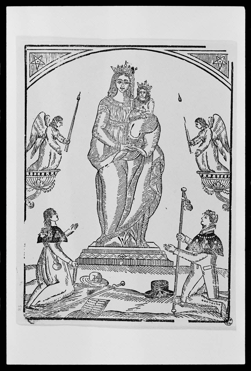 photographie "Notre-Dame de Bon secours". Estampe datée du 19è siècle. Bois noir et blanc Ph.1988.2.61 Photo