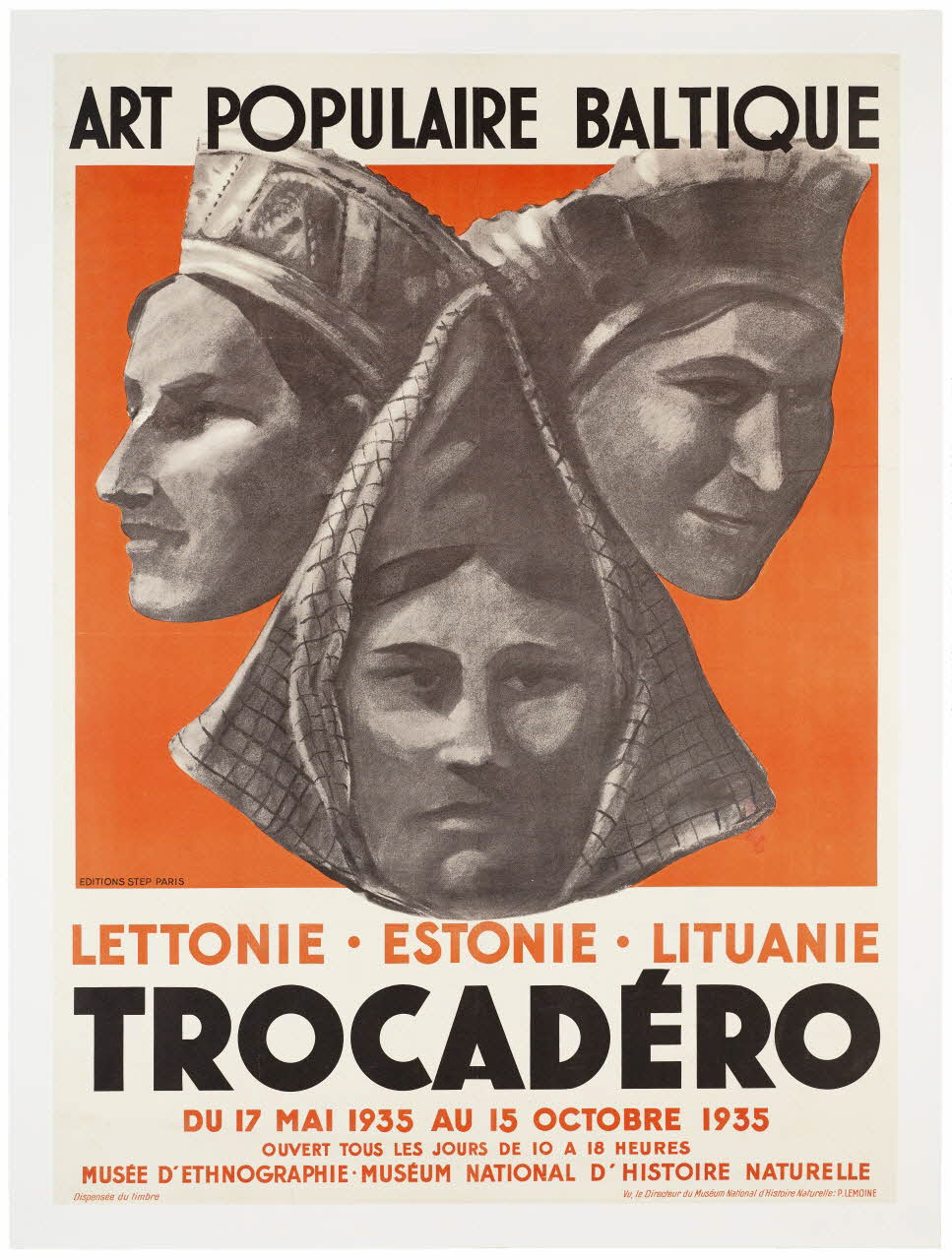 Editions STEP Paris ; Musée d'Ethnographie du Trocadéro affiche Art populaire baltique Ile-de-France, France 1935 2023.6.1 Photo Mucem / Marianne Kuhn
