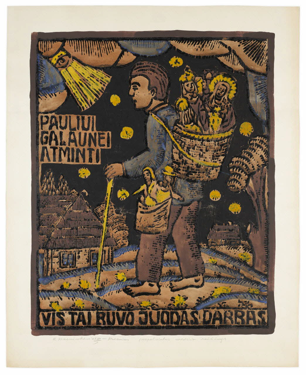 Romanas Krasninkevičius estampe Pauliui Galaunei atminti Lituanie 1989 2023.7.1 Photo Mucem / Marianne Kuhn