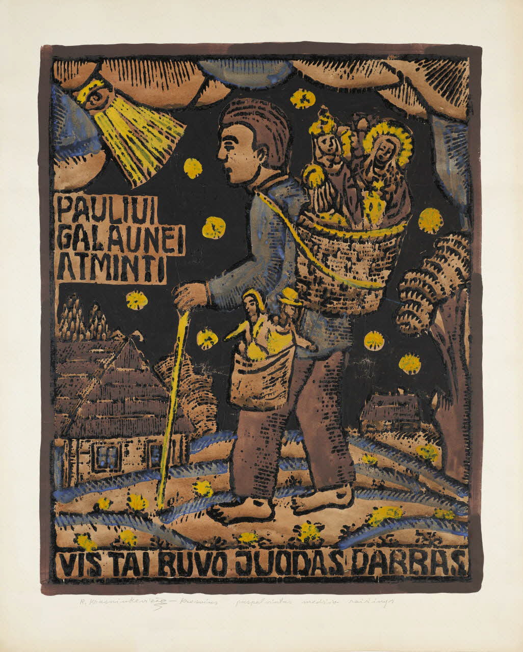 Romanas Krasninkevičius estampe Pauliui Galaunei atminti Lituanie 1989 2023.7.1 Photo Mucem / Marianne Kuhn