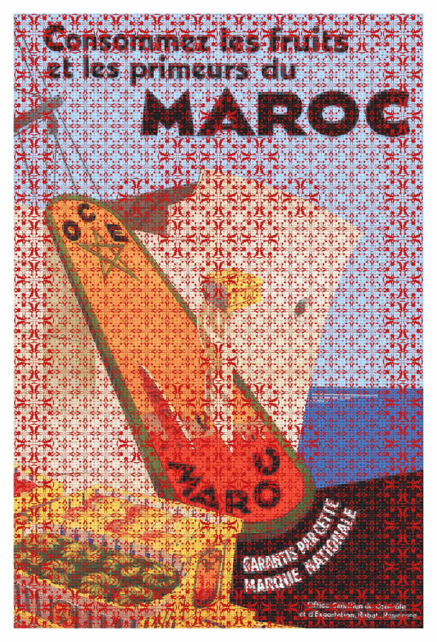 Fatima Mazmouz ; Office Cherifien de Contrôle et d'Exportation ; Imprimerie Havas affiche Les Utérus de mon père, 4 Ile-de-France, France 2016 2023.44.3 Photo Fatima MAZMOUZ