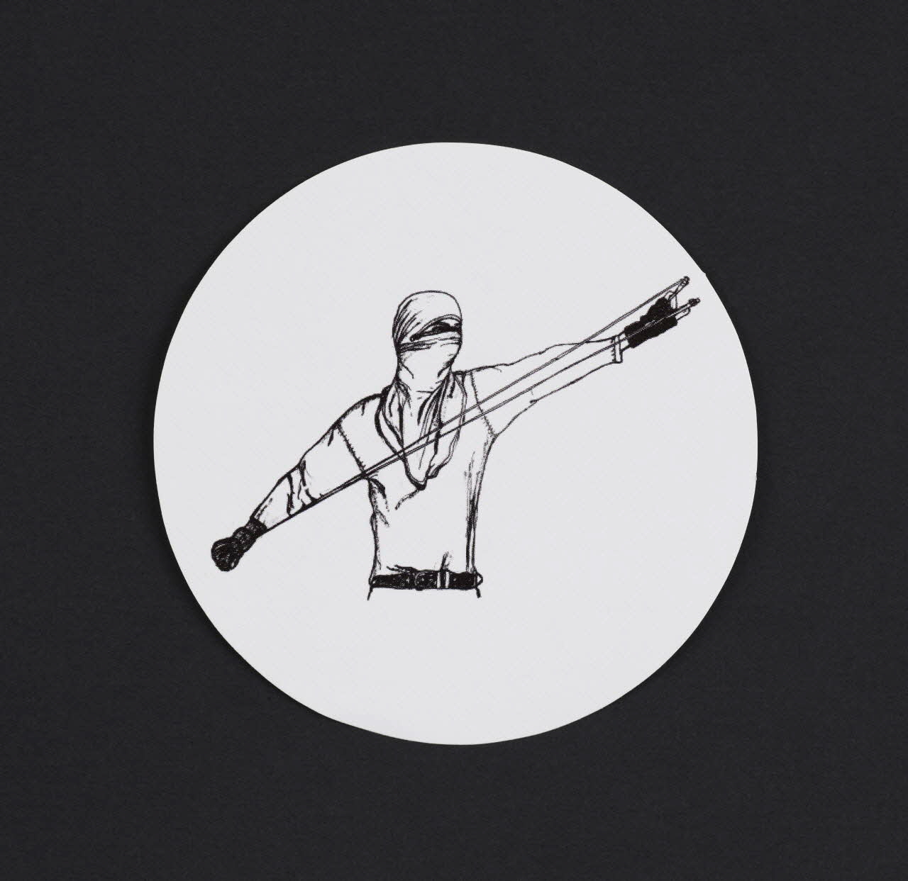 autocollant Autocollant à l'effigie d'un frondeur Palestine 2020-2022 2023.38.8 Photo Mucem / Marianne Kuhn