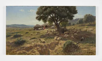 Antoine Gadan peinture Troupeau et bergers en Kabylie Algérie 1881-1934 2023.34.1  Photo Mucem / Marianne Kuhn