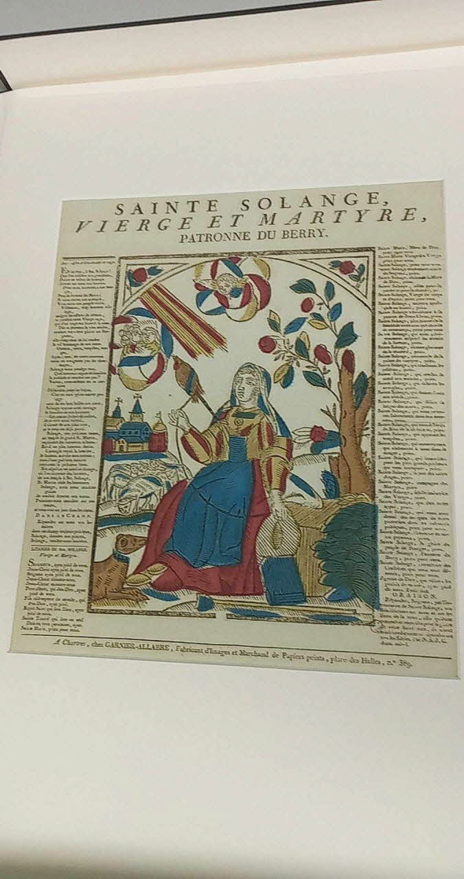 imagerie ancienne SAINTE SOLANGE,  VIERGE ET MARTYRE,  PATRONNE DU BERRY. 1956.120.10 Photo Mucem