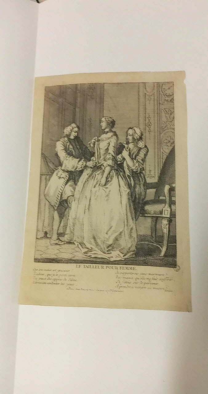 Basset. Paris imagerie ancienne LE TAILLEUR POUR FEMME. Paris 1750-1792 1957.41.2 Photo Mucem