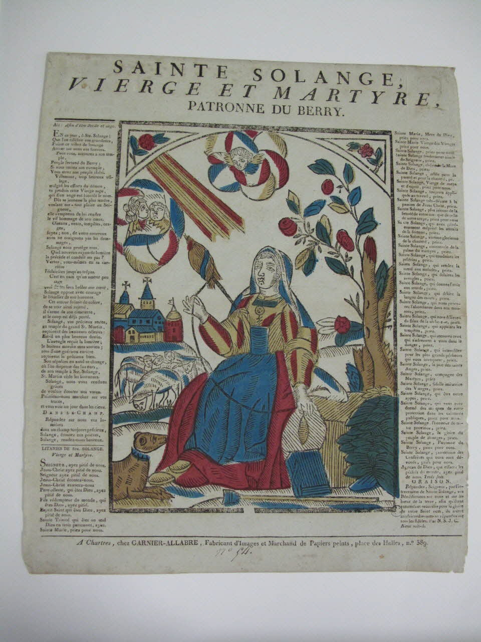Jacques-Pierre Garnier-Allabre imagerie ancienne SAINTE SOLANGE,  VIERGE ET MARTYRE,  PATRONNE DU BERRY. Chartres 1805-1815 1951.30.14 Photo Mucem