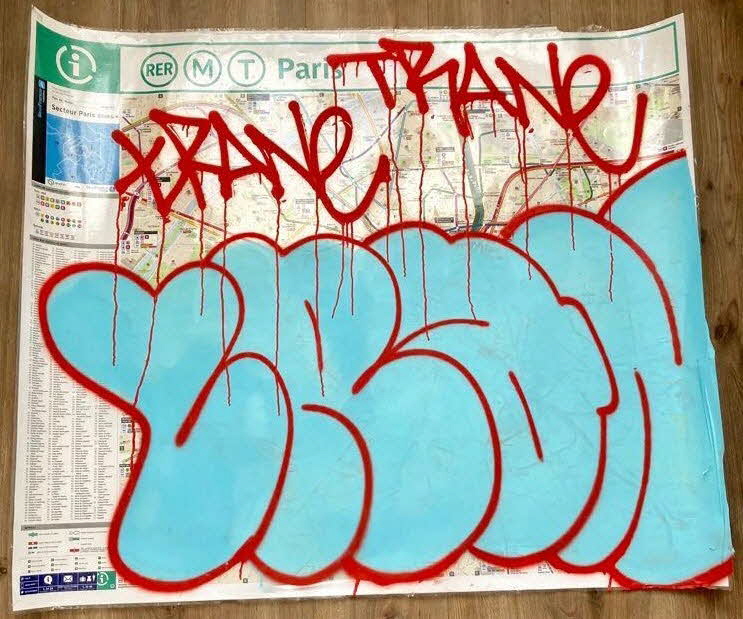 Tran peinture Plan du métro parisien graffé d'un flop Ile-de-France, France 2021 2024.5.1 Photo Mucem