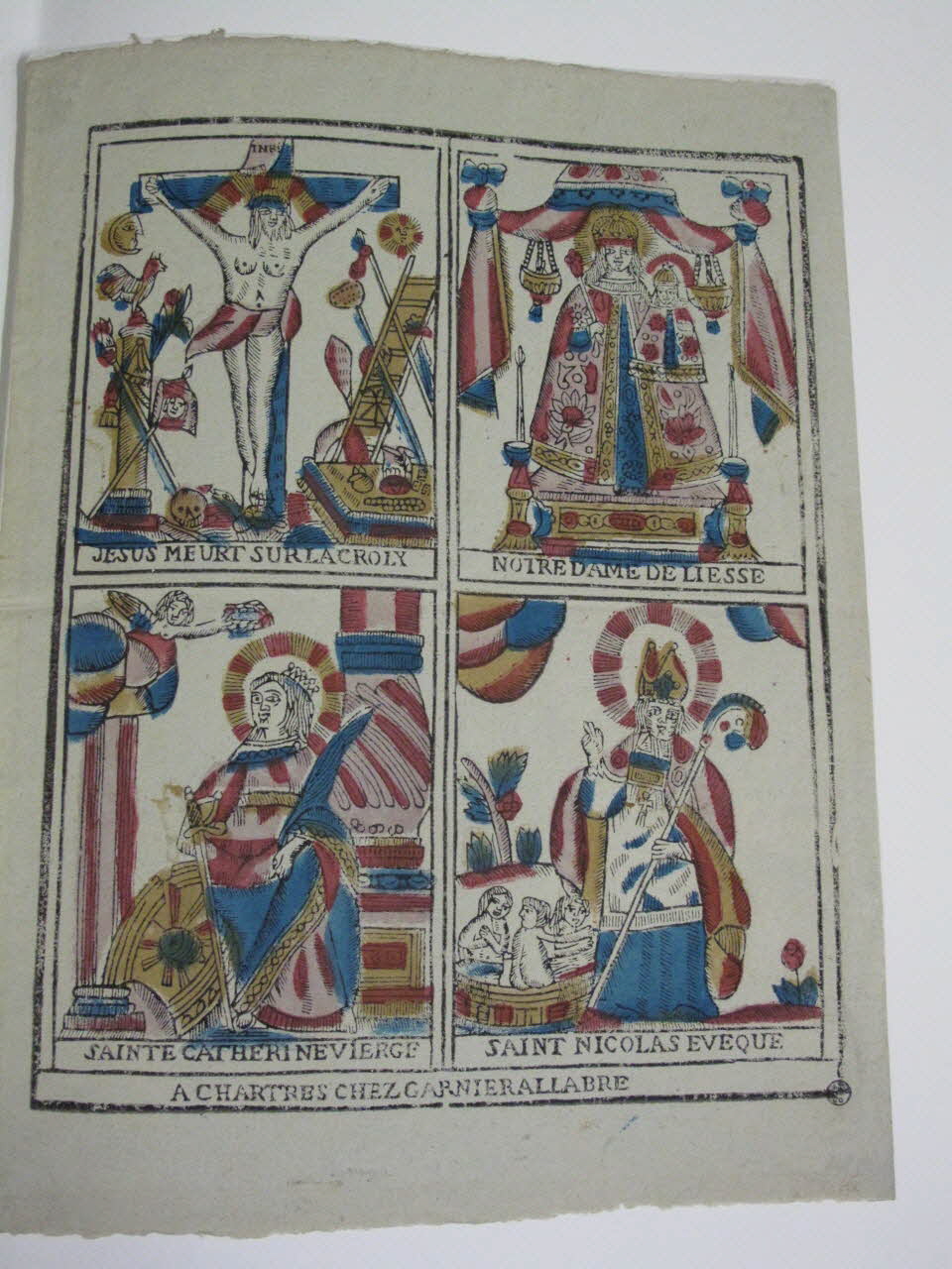Jacques-Pierre Garnier-Allabre imagerie ancienne Planche de saintetés Chartres 1805-1828 1953.12.15 Photo Mucem